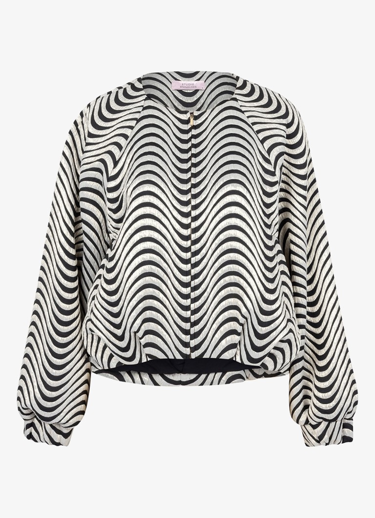 Studio Anneloes Dames Luun bomberjack met print in de kleur Grijs, maat: XL