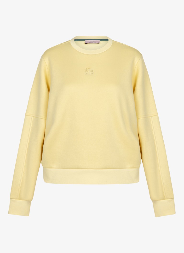 Studio Anneloes Dames Pleuni sweater met logo in de kleur Geel, maat: XXL