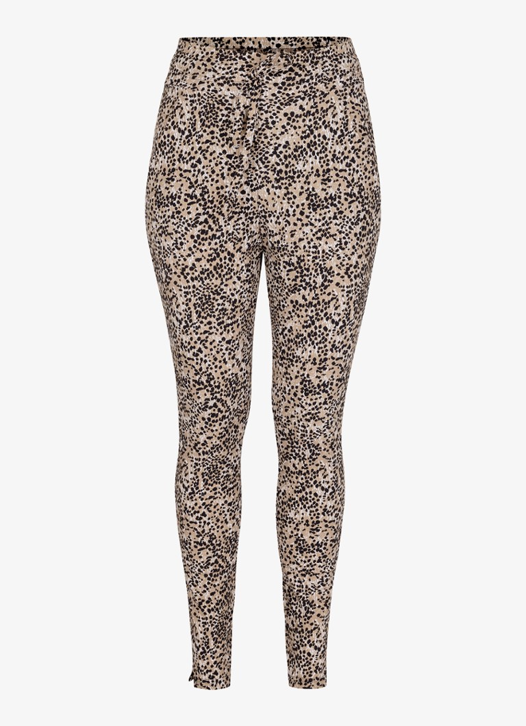 Studio Anneloes Dames Stairdown high waist skinny fit broek met print in de kleur Zwart, maat: XL