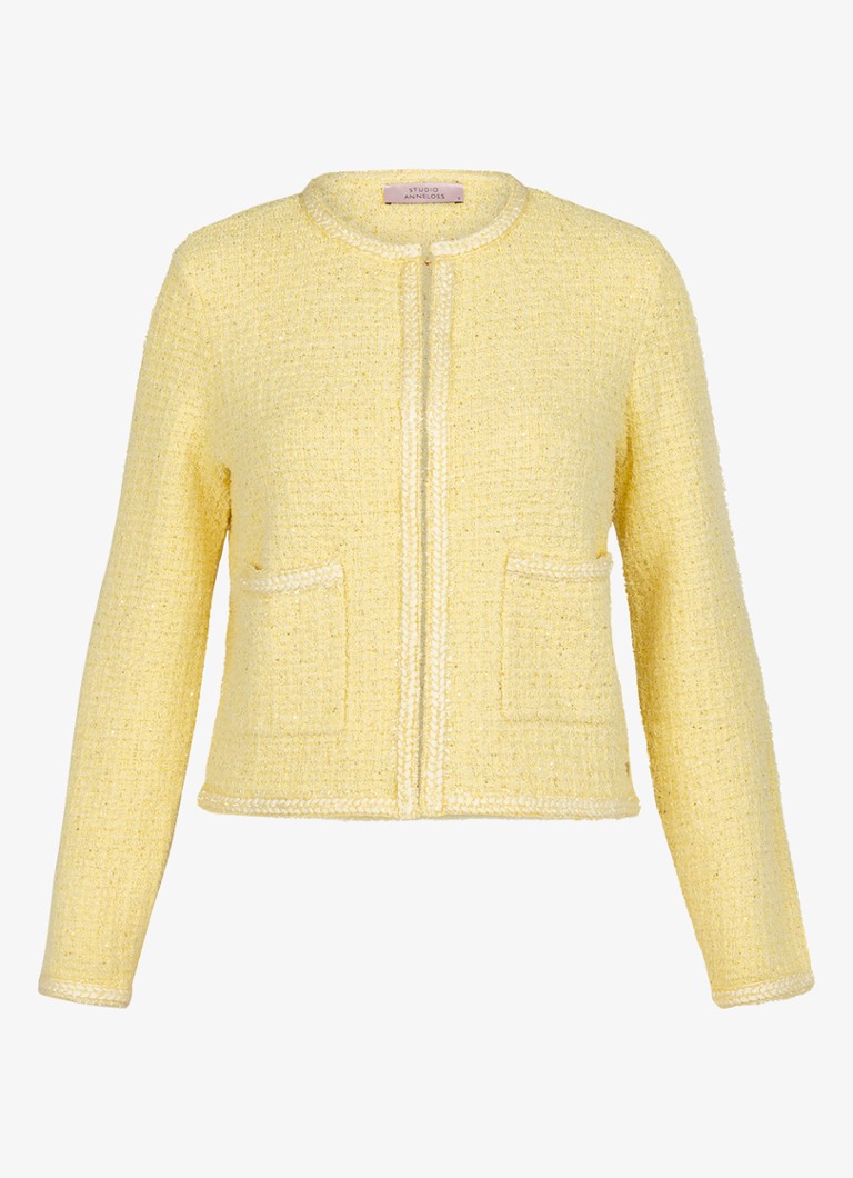 Studio Anneloes Dames Xana blazer met tweed-look in de kleur Geel, maat: L
