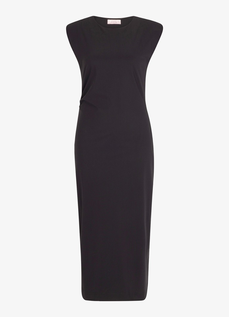 Studio Anneloes Dames Jewel midi jurk met ronde hals in de kleur Zwart, maat: L