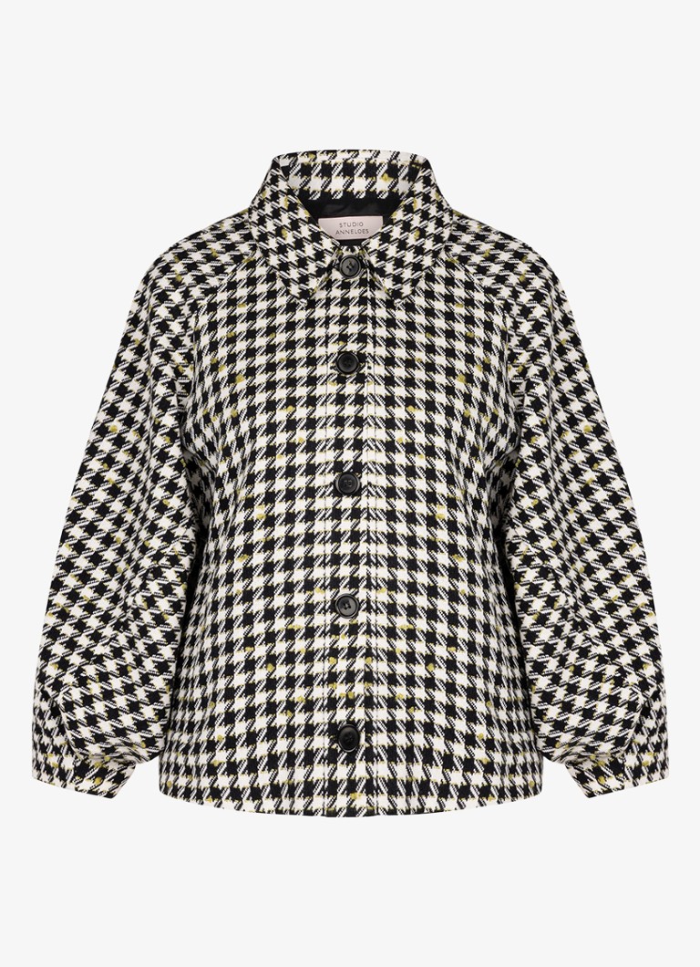 Studio Anneloes Dames Clara jack met pied-de-poule dessin in de kleur Zwart, maat: XL