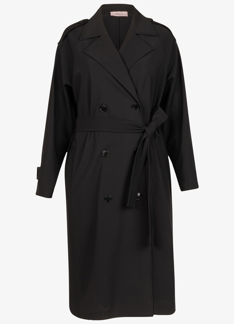 Studio Anneloes Dames Laurine trenchcoat met strikceintuur in de kleur Zwart, maat: XS
