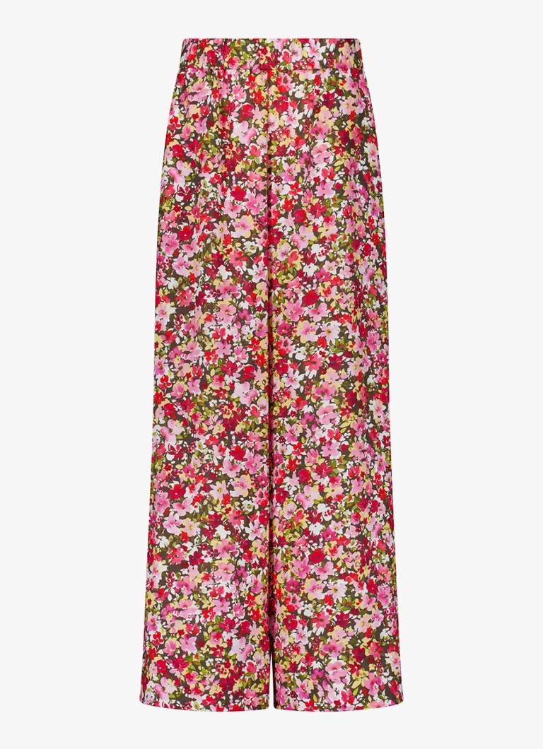 Studio Anneloes Dames Grace high waist wide fit pantalon met bloemenprint in de kleur Multicolor, maat: L