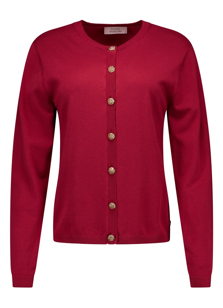 Studio Anneloes Dames Jerry fijngebreide vest met ronde hals in de kleur Rood, maat: XS