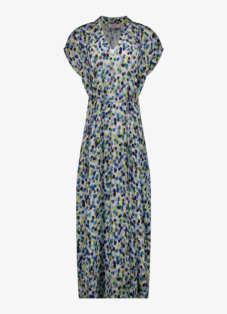 Studio Anneloes Dames Andra maxi tuniekjurk met stippenprint in de kleur Blauw, maat: XXL