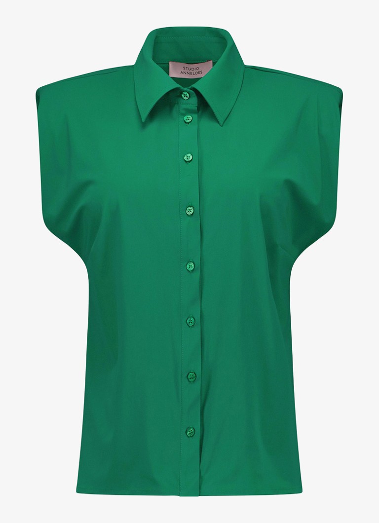 Studio Anneloes Dames Georgie mouwloze blouse in de kleur Groen, maat: XS