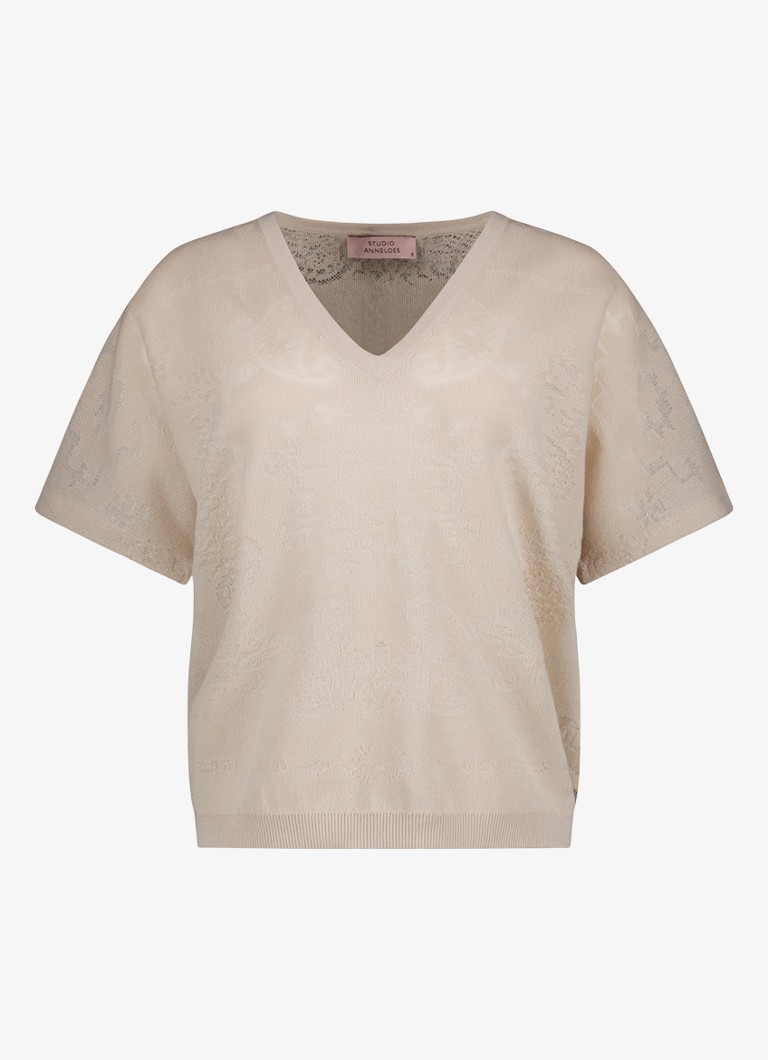 Studio Anneloes Dames Robin top met V-hals in de kleur Creme, maat: M