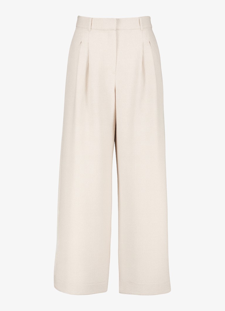 Studio Anneloes Dames Sky high waist wide fit pantalon met structuur in de kleur Creme, maat: XXS
