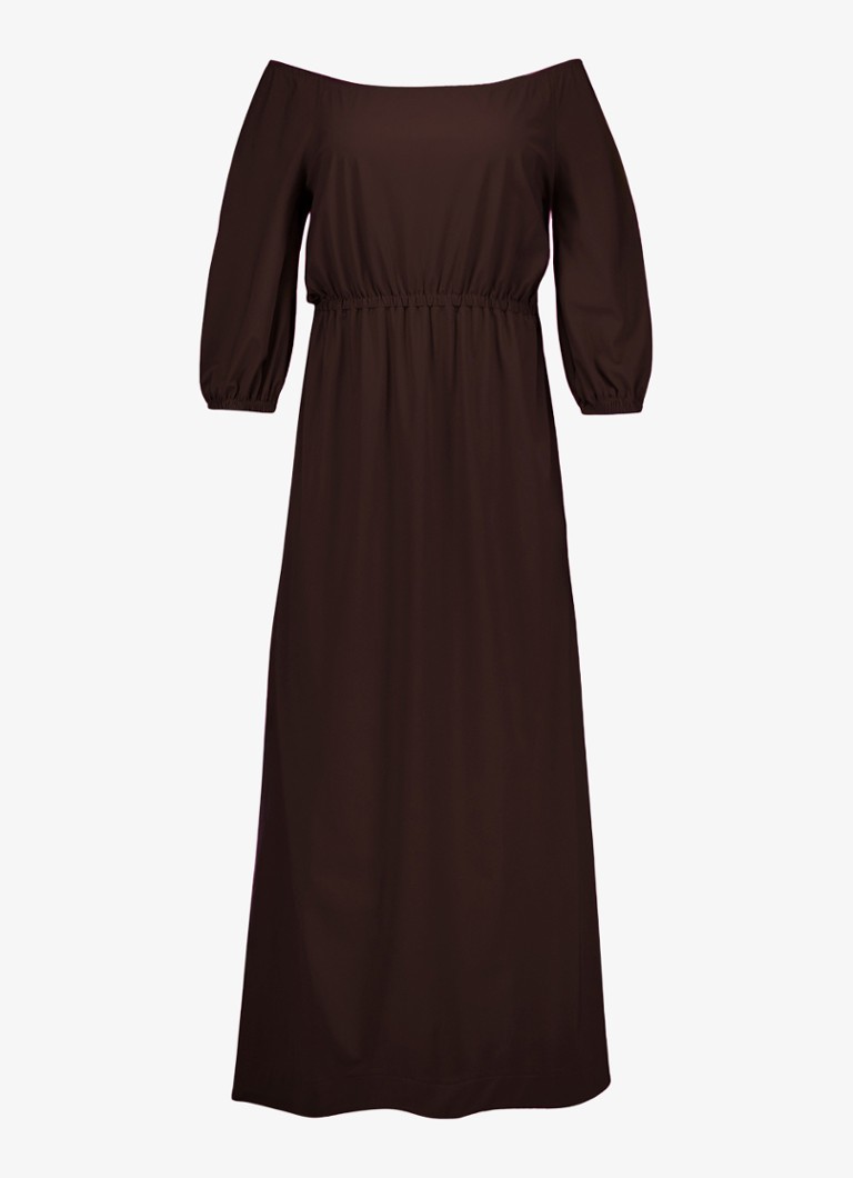 Studio Anneloes Dames Off shoulder midi jurk met stretch in de kleur Bruin, maat: M