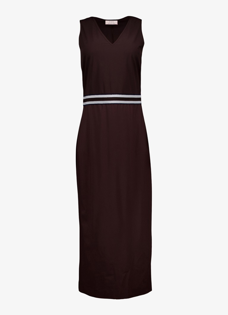 Studio Anneloes Dames Tirza midi jurk met V-hals in de kleur Donkerbruin, maat: M