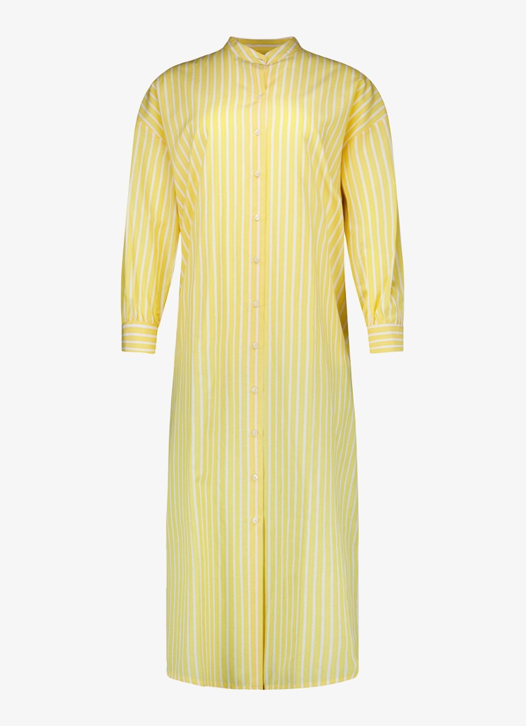 Studio Anneloes Dames Esti midi blousejurk met streepprint in de kleur Geel, maat: M