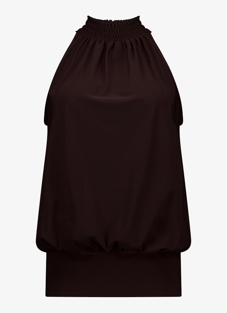 Studio Anneloes Dames Jantje haltertop met smockwerk in de kleur Bruin, maat: L