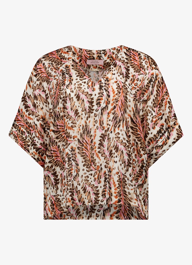 Studio Anneloes Dames Madison top met grafische print in de kleur Bruin, maat: M