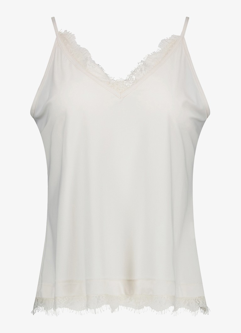 Studio Anneloes Dames Mitzie spaghettitop met details van kant in de kleur Wit, maat: M