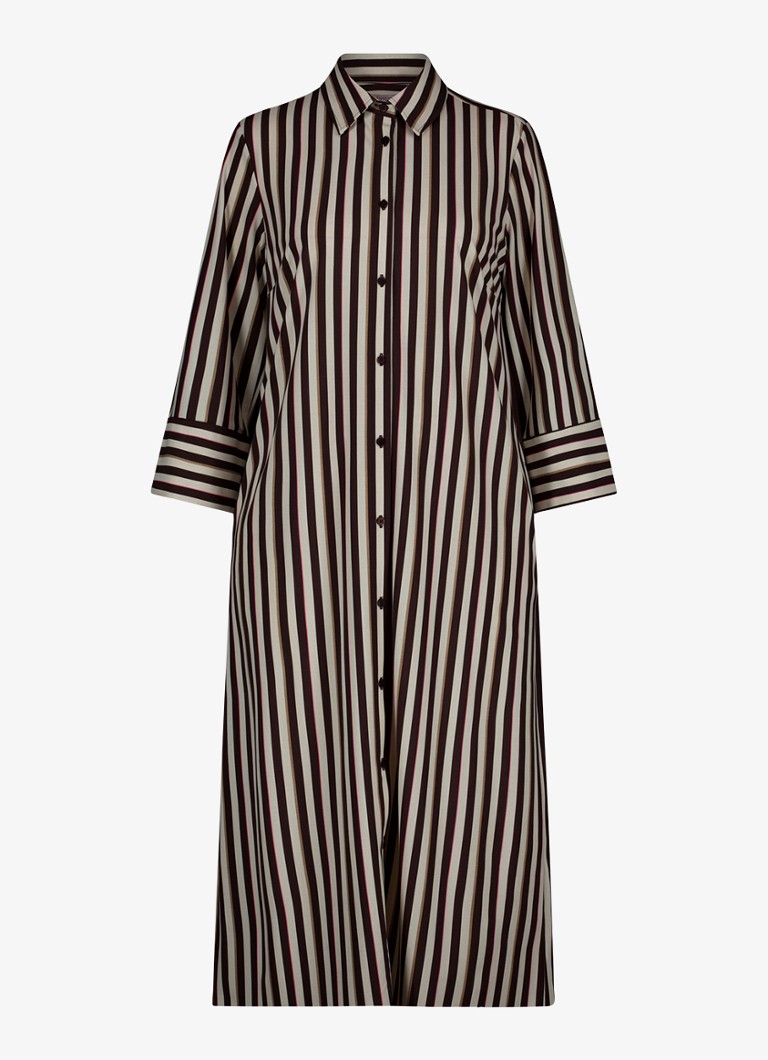 Studio Anneloes Dames Soof midi blousejurk met steekzakken in de kleur Donkerbruin, maat: L