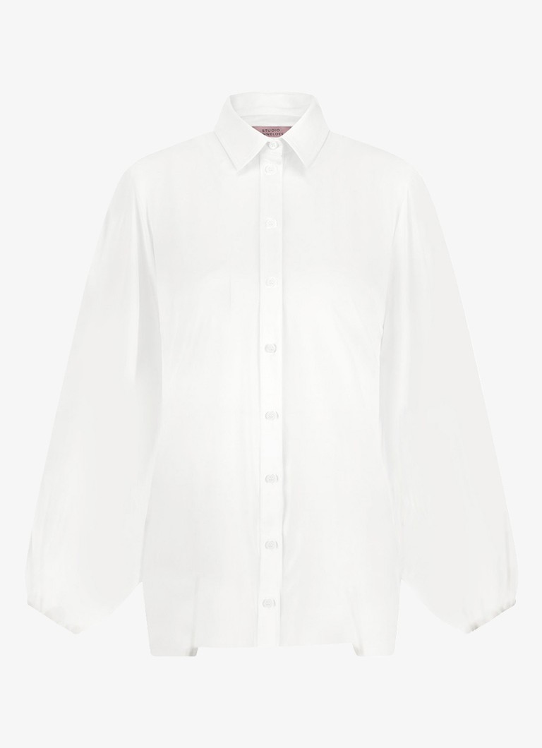 Studio Anneloes Dames Yuki blouse met ballonmouw in de kleur Gebroken wit, maat: XL