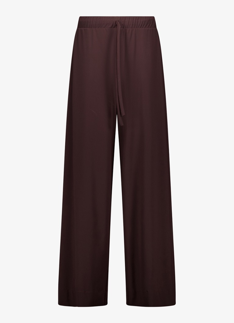 Studio Anneloes Dames Grace high waist wide fit broek met steekzakken in de kleur Bruin, maat: XXL