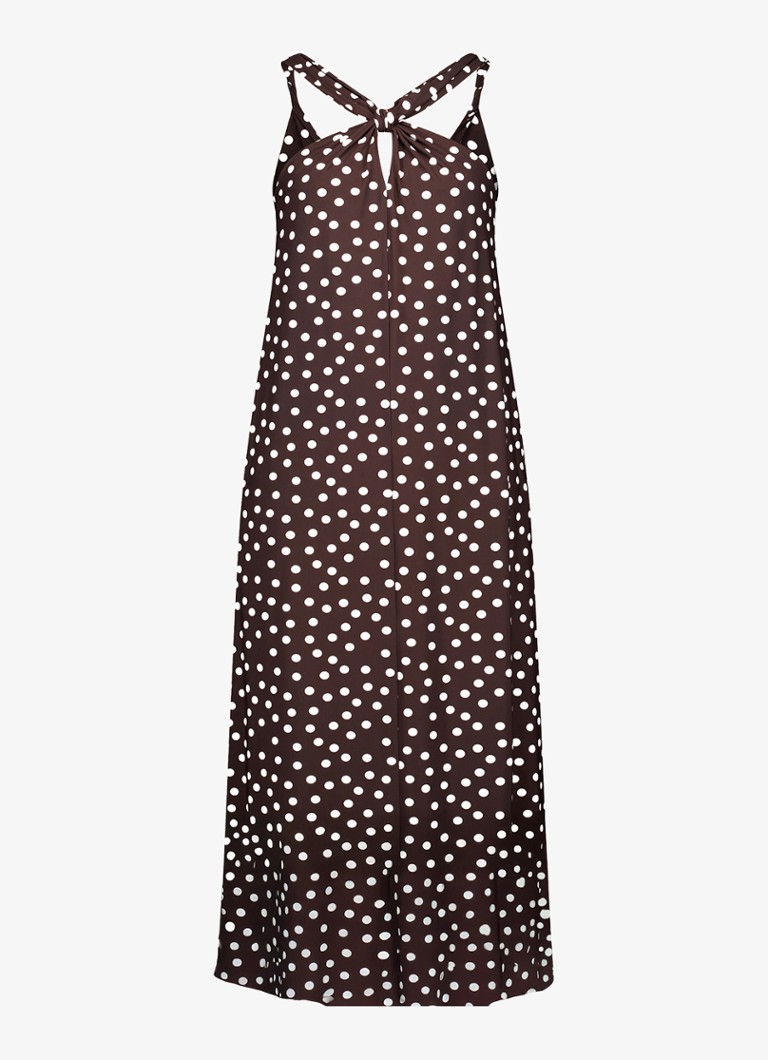 Studio Anneloes Dames Norah jurk met stippenprint in de kleur Bruin, maat: XS