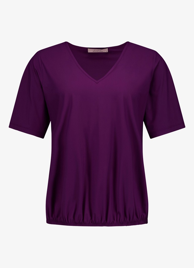 Studio Anneloes Dames Vicky T-shirt met V-hals in de kleur Paars, maat: L