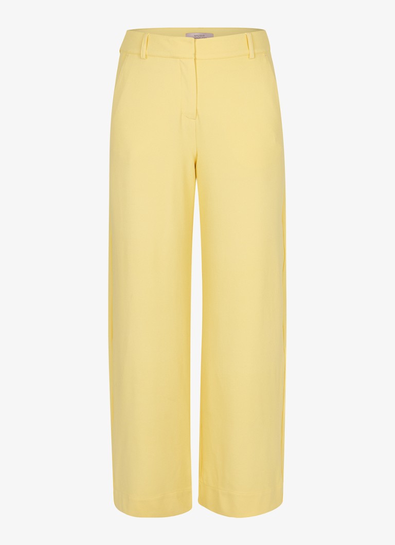 Studio Anneloes Dames Luz high waist loose fit pantalon met steekzakken in de kleur Lichtgeel, maat: XXL