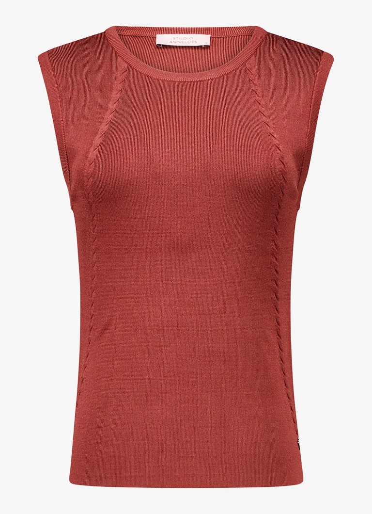 Studio Anneloes Dames Avia top met structuur in de kleur Roestbruin, maat: XL