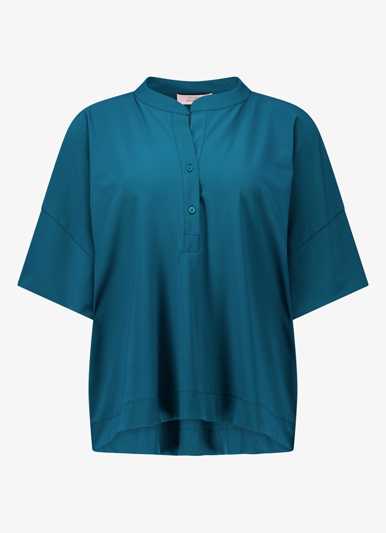 Studio Anneloes Dames Laureen tuniek met V-hals in de kleur Zeegroen, maat: L
