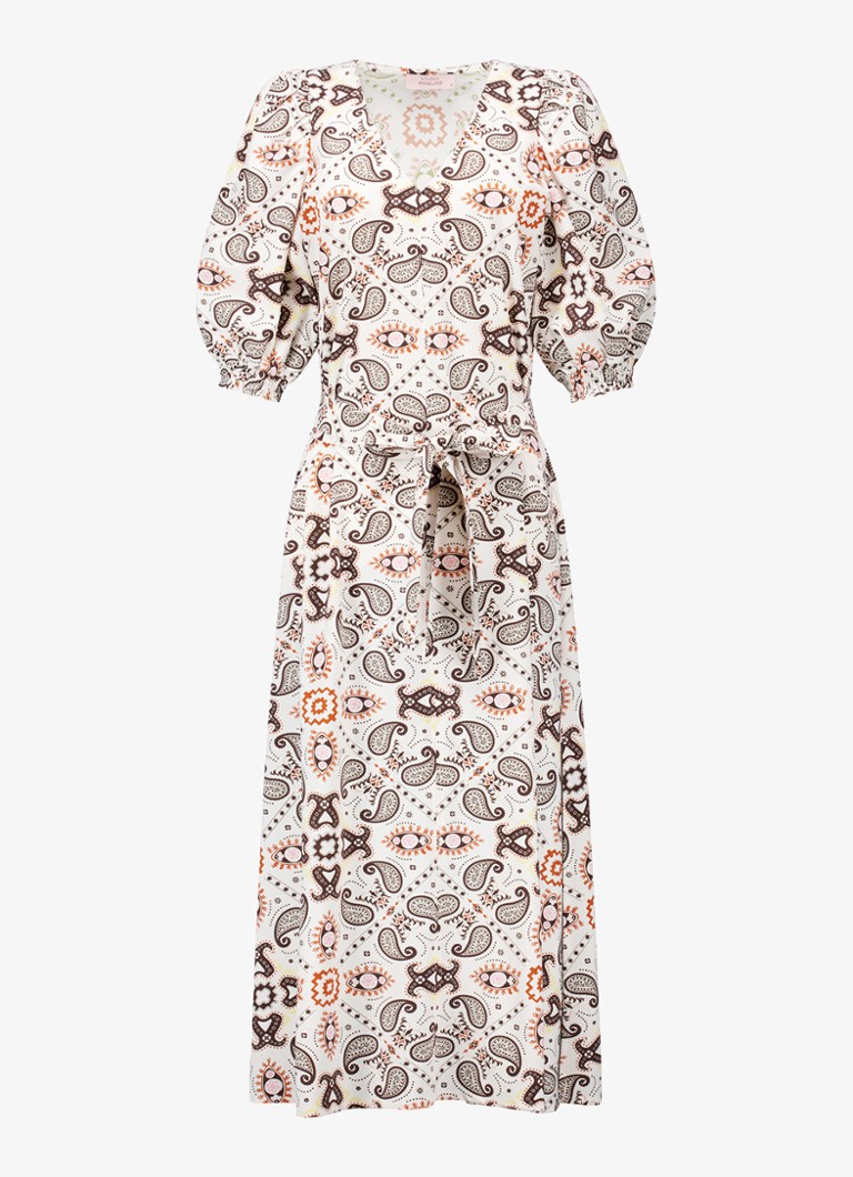 Studio Anneloes Dames Emira maxi jurk met pofmouw en strikceintuur in de kleur Creme, maat: L