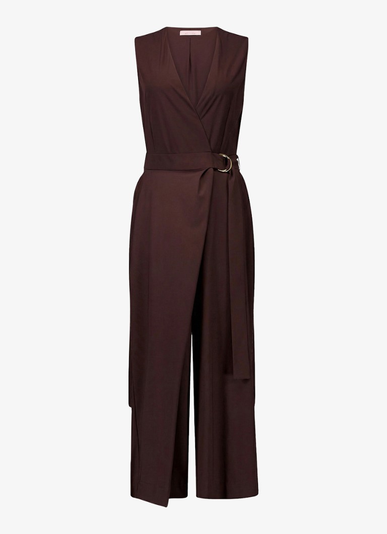 Studio Anneloes Dames Loesje loose fit jumpsuit met ceintuur in de kleur Donkerbruin, maat: M