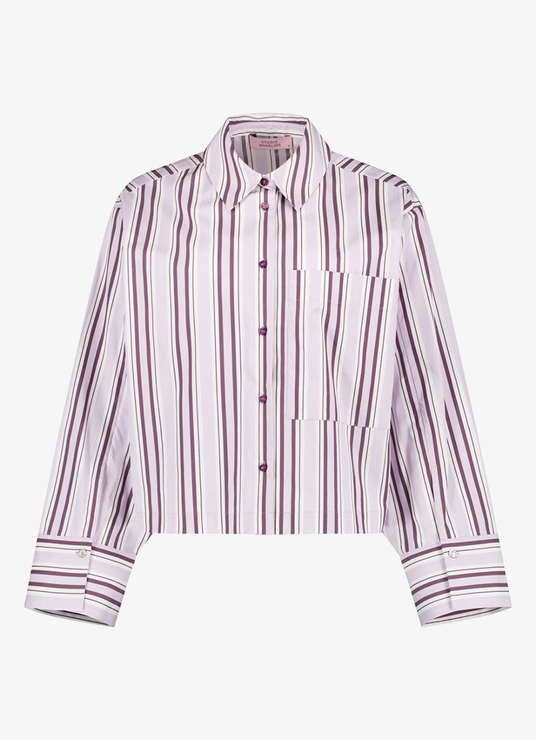 Studio Anneloes Dames Erina stripe blouse in de kleur Paars, maat: XXL