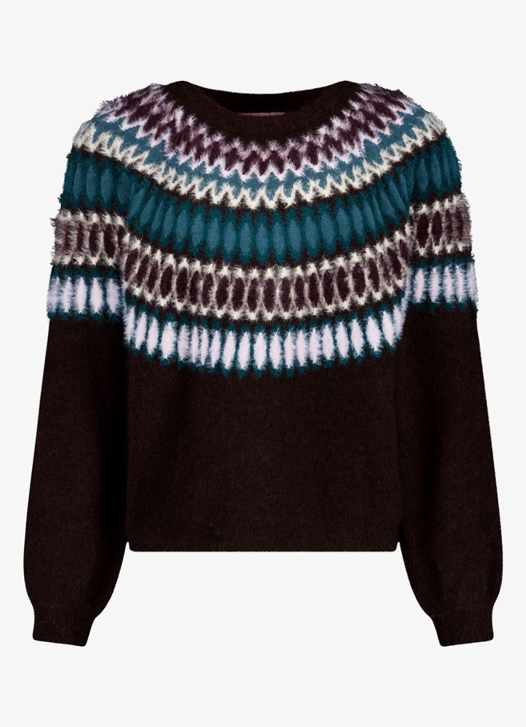 Studio Anneloes Dames Femmy grofgebreide trui met grafische print in de kleur Multicolor, maat: S