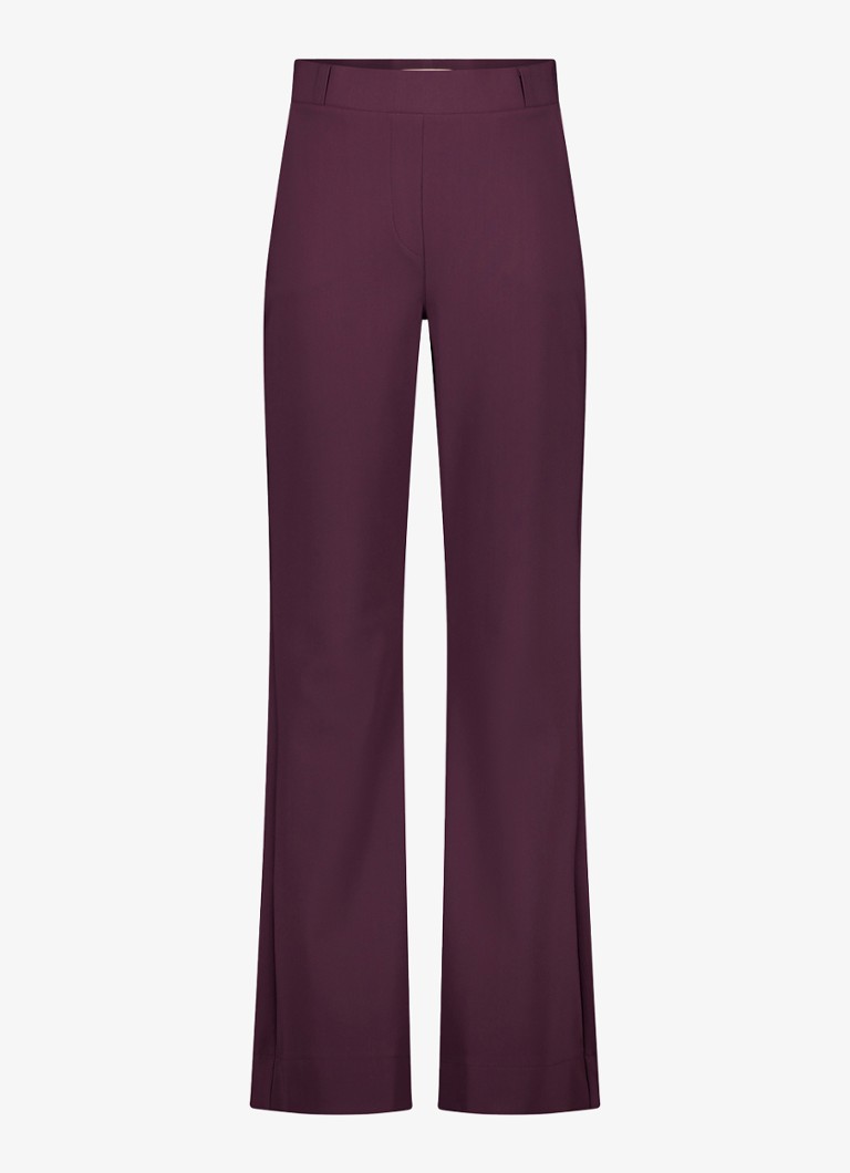 Studio Anneloes Dames High waist flared fit pantalon in de kleur Aubergine, maat: M