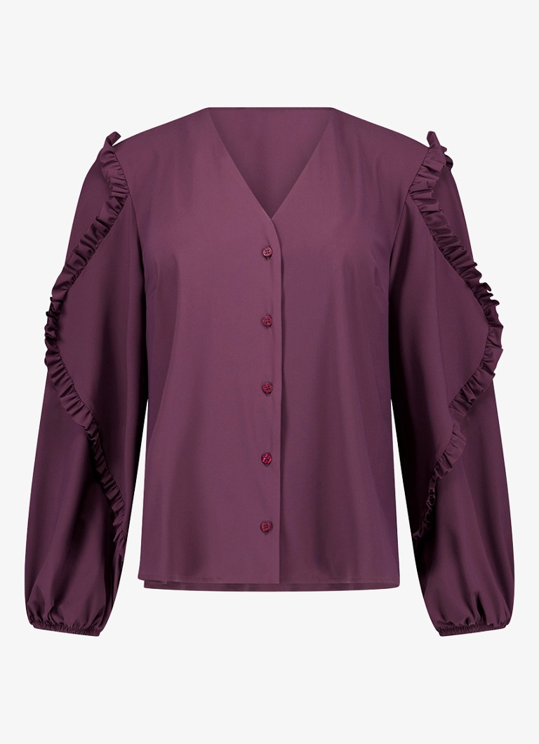 Studio Anneloes Dames Ingrid tuniek met volant in de kleur Aubergine, maat: XXL