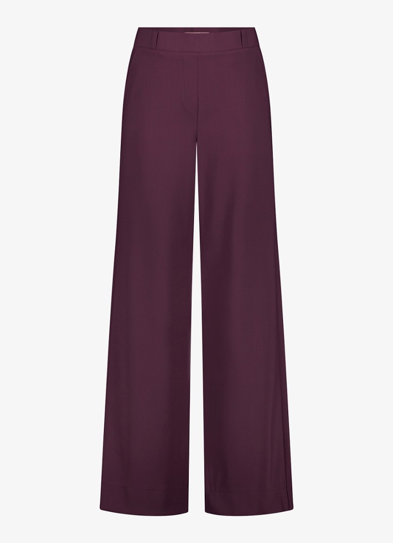 Studio Anneloes Dames Lexie bonded trousers in de kleur Aubergine, maat: M