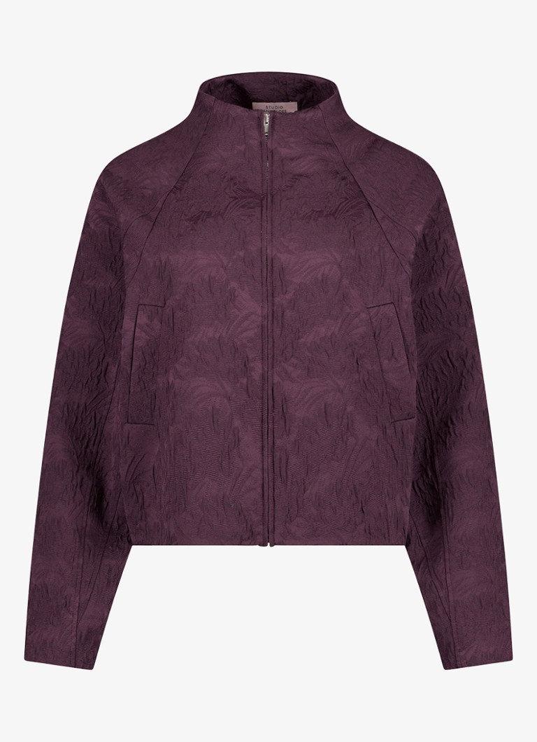 Studio Anneloes Dames Mels bomber jacket in de kleur Aubergine, maat: XL