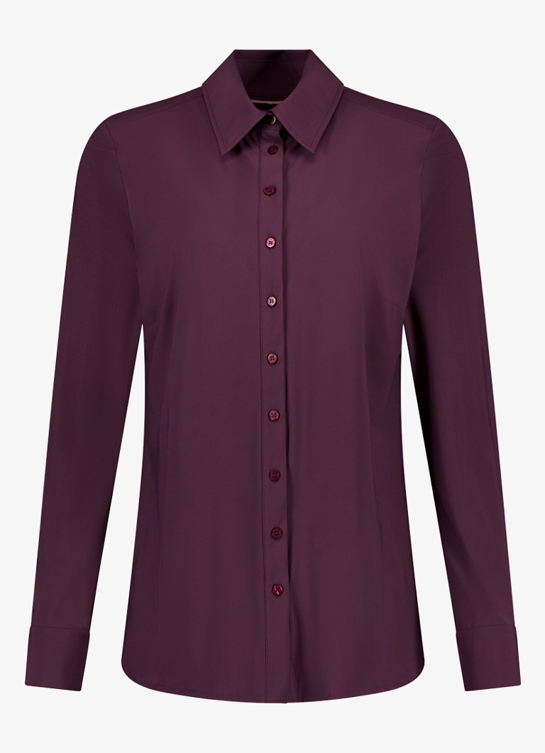 Studio Anneloes Dames Poppy blouse met stretch in de kleur Aubergine, maat: L