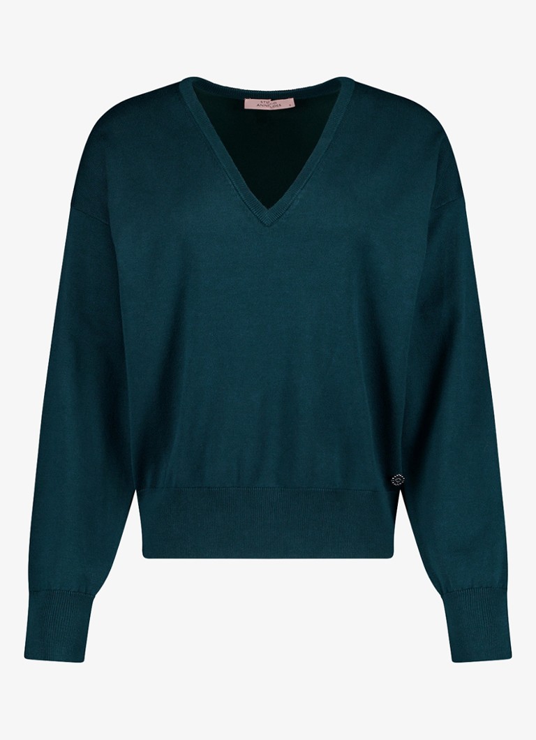 Studio Anneloes Dames Ruth vneck pullover in de kleur Petrol, maat: M