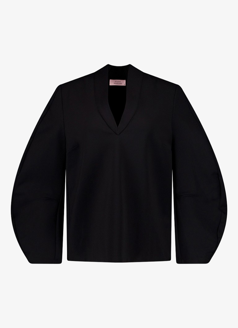 Studio Anneloes Dames Cecilia top met V-hals in de kleur Zwart, maat: XS