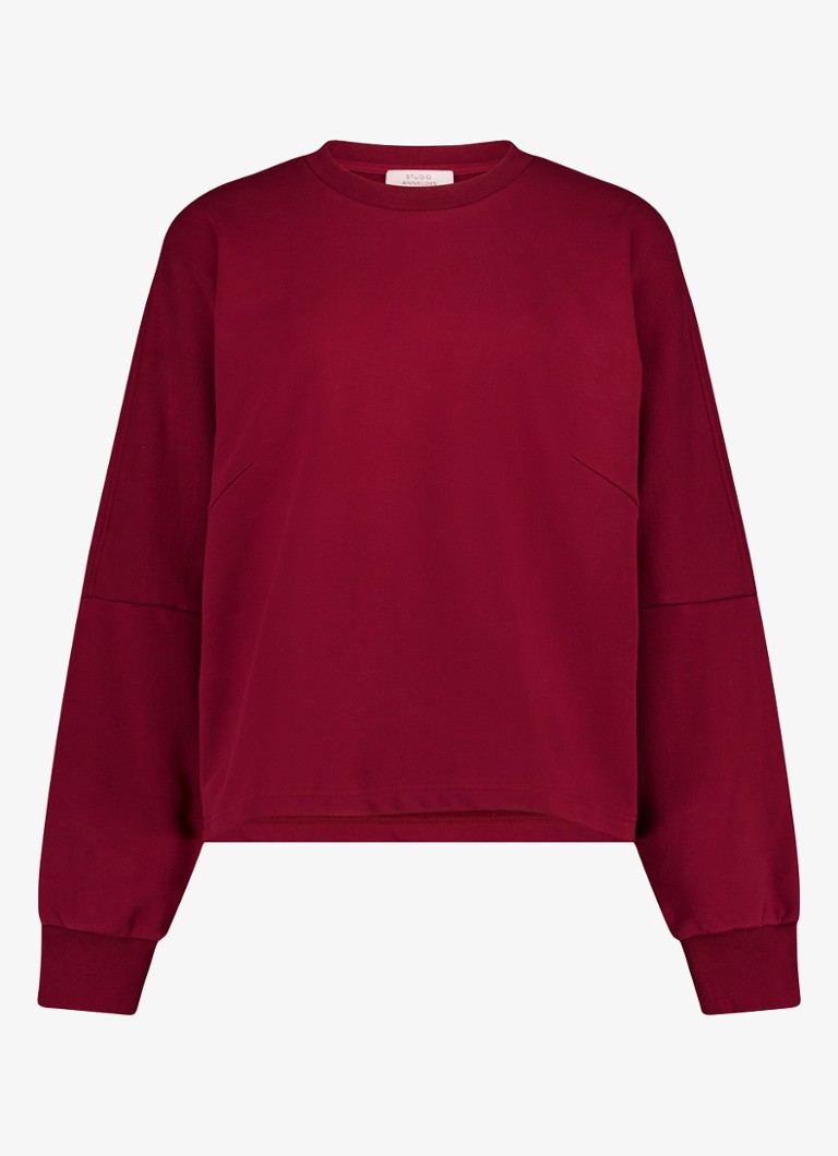 Studio Anneloes Dames Costa sweater met logo in de kleur Kersenrood, maat: S