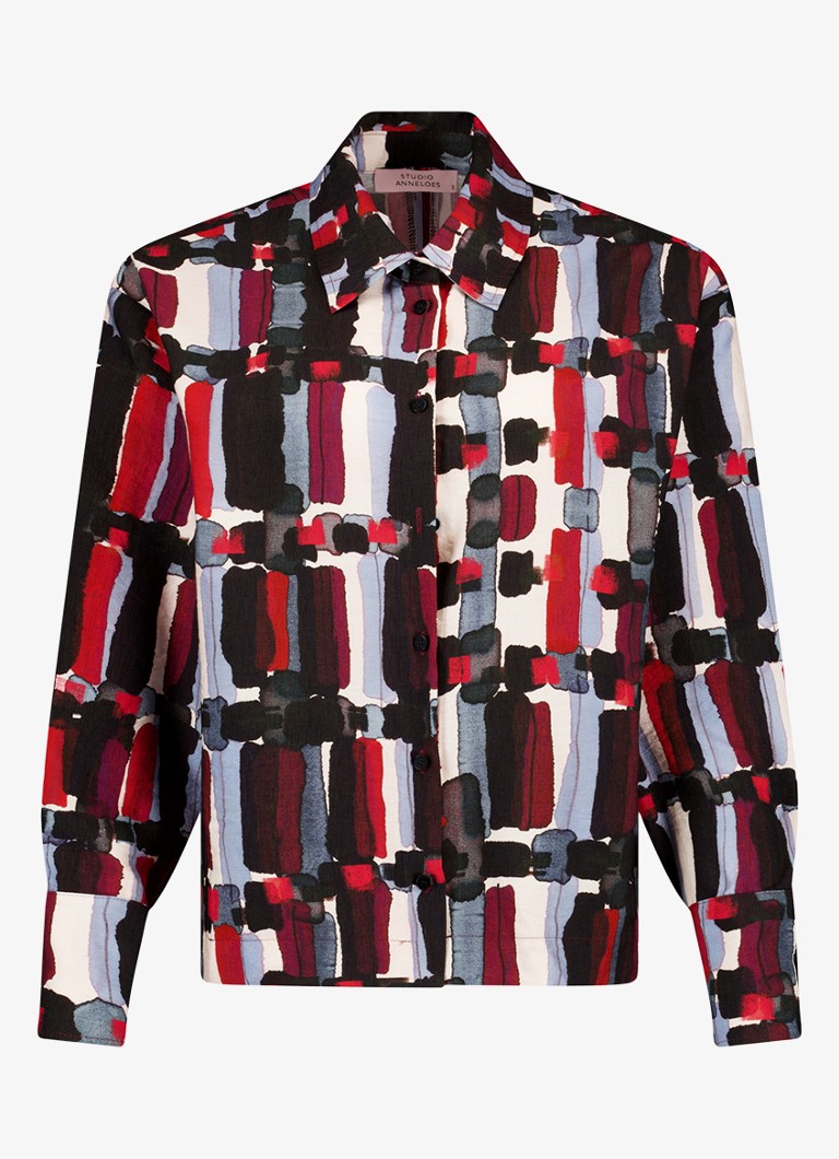 Studio Anneloes Dames Gabby blouse met kraag in de kleur Multicolor, maat: XXL