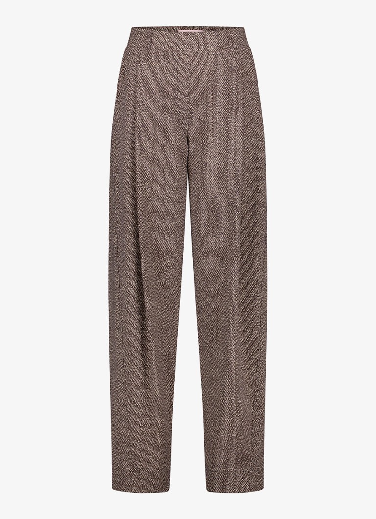 Studio Anneloes Dames Marlonneke high waist loose fit broek met steekzakken in de kleur Taupe, maat: XL