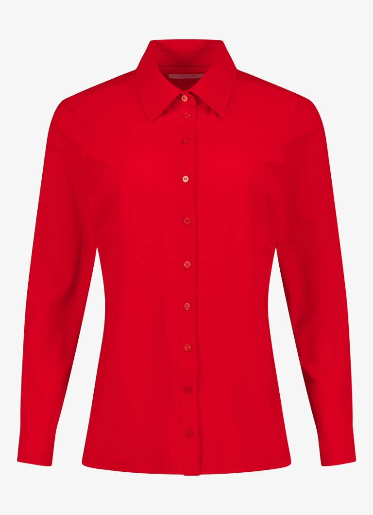 Studio Anneloes Dames Poppy blouse met kraag in de kleur Rood, maat: XXL