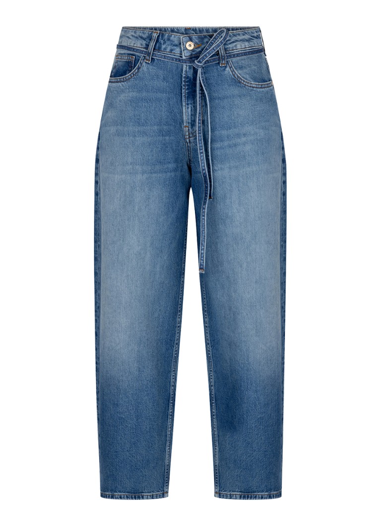 Studio Anneloes Dames Babet high waist wide leg jeans met strikdetail in de kleur Lavendel, maat: XL