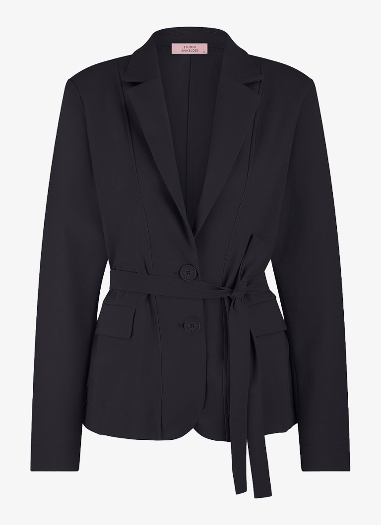 Studio Anneloes Dames Elin blazer met strikceintuur in de kleur Turquoise, maat: XS