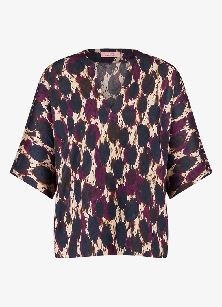 Studio Anneloes Dames Madison tuniek met dierenprint in de kleur Lichtpaars, maat: XXL