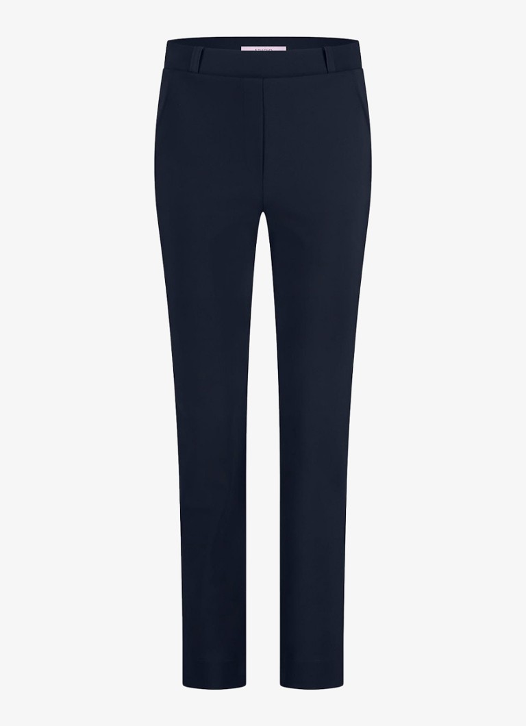 Studio Anneloes Dames Anne mid waist cropped tapered fit pantalon met steekzakken in de kleur Donkerblauw, maat: XS