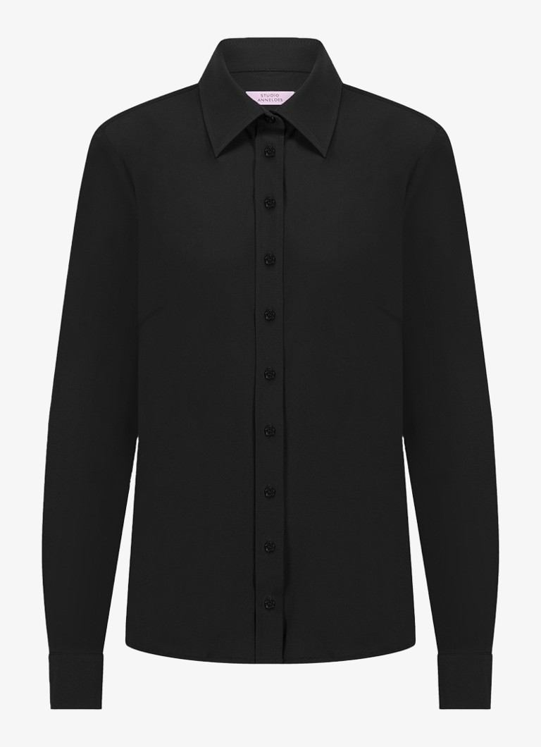 Studio Anneloes Dames Bobby blouse met ballonmouw in de kleur Zwart, maat: XS
