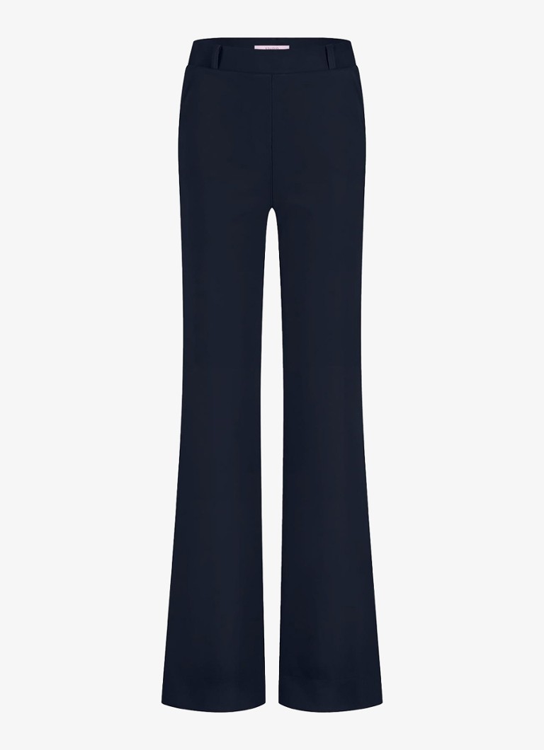 Studio Anneloes Dames Lexie high waist wide fit broek met steekzakken in de kleur Donkerblauw, maat: XL
