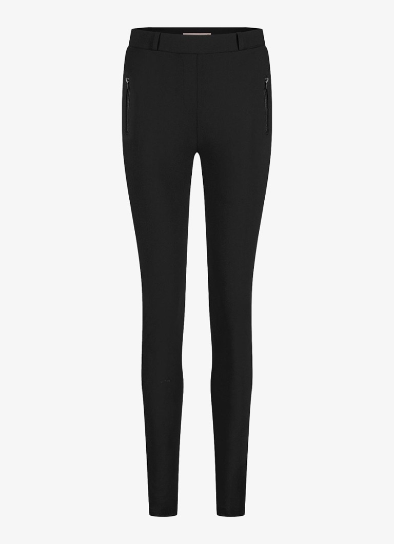 Studio Anneloes Dames Margot high waist skinny fit broek met steekzakken in de kleur Zwart, maat: XS