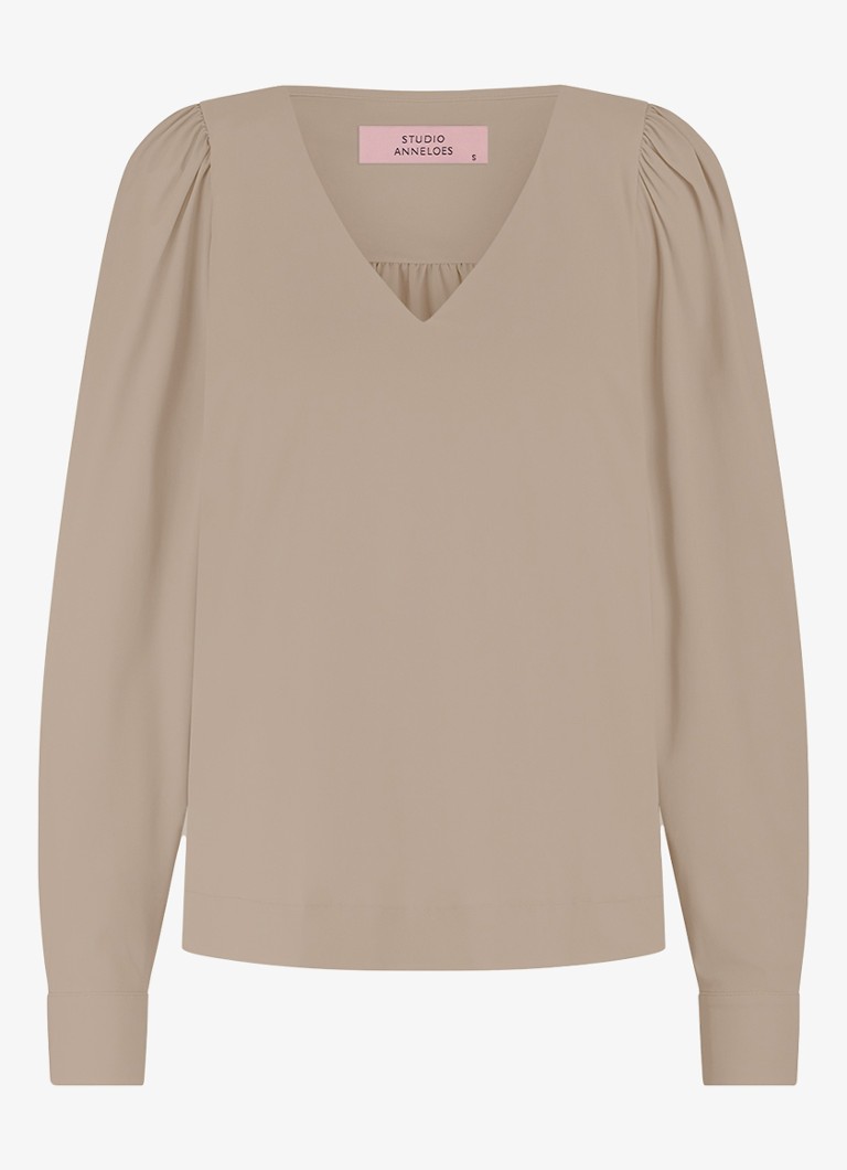 Studio Anneloes Dames Les top met V-hals in de kleur Lichtbruin, maat: L